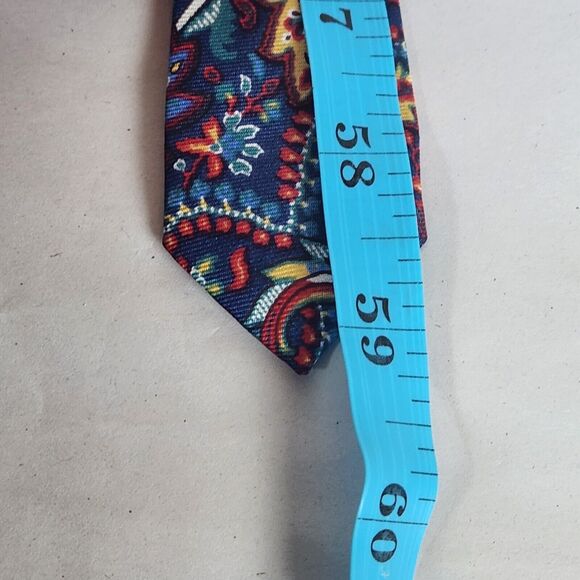 Christian Dior Tie Designer Necktie Paisley bright‎ feather artsy 100% Silk - Picture 8 of 8
